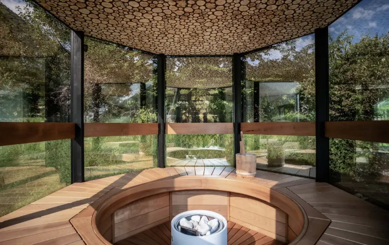 Spa with glass sauna